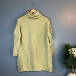 Lillusory Green Ribbed Knit Oversized Turtleneck Sweater